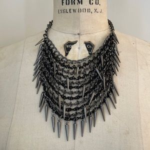 Gunmetal chainmail necklace with spikes